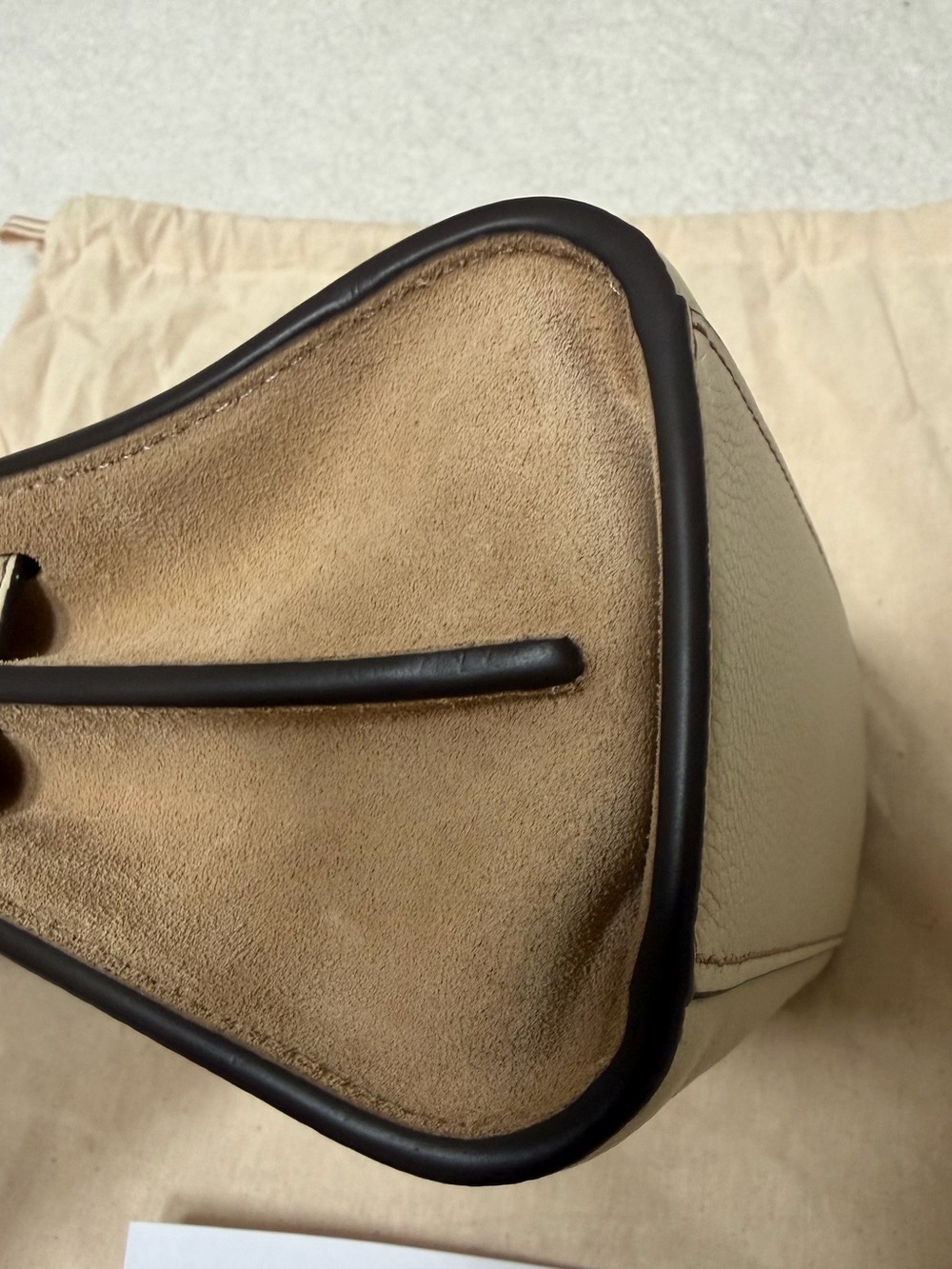 Tory Burch Leather Top-Handle Satchel in Cream and Brown - Picture 8 of 9